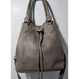 Vintage Liz Claiborne Pebble leather Drawstring Bucket Shoulder Bag Made Italy